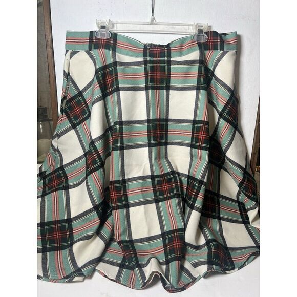 ModCloth Tartan Christmas Plaid Midi Skirt Sz 16W Pinup Retro Rockabilly - Picture 1 of 7